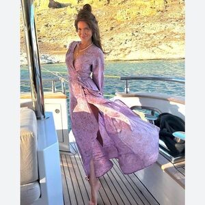 Natalie Martin purple floral wrap dress as seen on Brynn Whitfield NWT